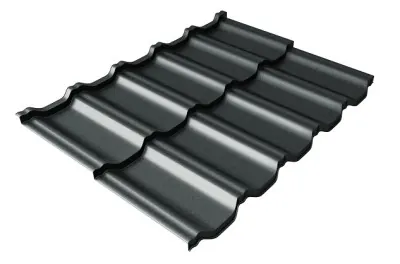Металлочерепица модульная Квинта Uno Grand Line c 3D резом 0,5 GreenСoat Pural Matt RR2Н3 (RAL 7016 антрацитово-серый)