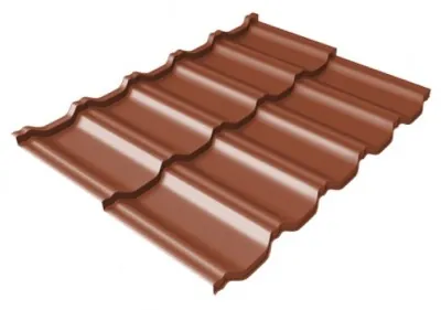 Металлочерепица модульная Квинта Uno Grand Line c 3D резом 0,5 Satin Мatt RAL 8004 терракота