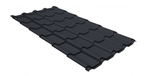 Металлочерепица камея GL 0,5 GreenCoat Pural RR 23 темно-серый (RAL 7024 мокрый асфальт) купить в Прокопьевске