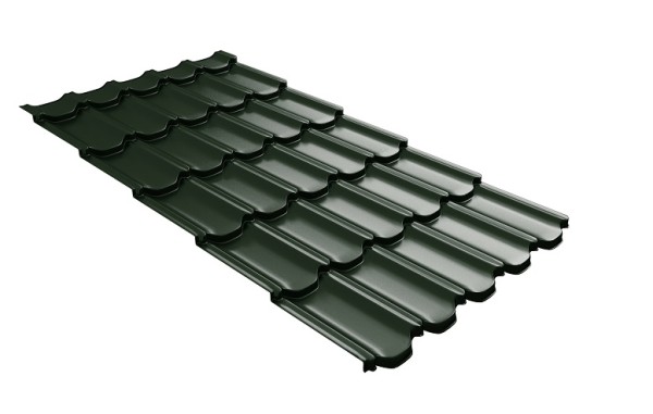 Металлочерепица квинта плюс с 3D резом 0,5 GreenСoat Pural Matt RR 11 темно-зеленый (RAL 6020 хромовая зелень) купить в Прокопьевске