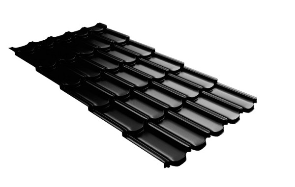 Металлочерепица квинта плюс с 3D резом 0,5 GreenСoat Pural Matt RR 33 черный (RAL 9005 черный) купить в Прокопьевске