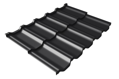 Металлочерепица модульная Квинта Uno Grand Line c 3D резом 0,5 Quarzit lite RAL 9005 черный купить в Прокопьевске