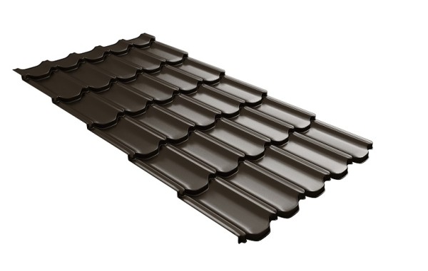 Металлочерепица квинта плюс с 3D резом 0,5 GreenСoat Pural RR 32 темно-коричневый (RAL 8019 серо-коричневый) купить в Прокопьевске