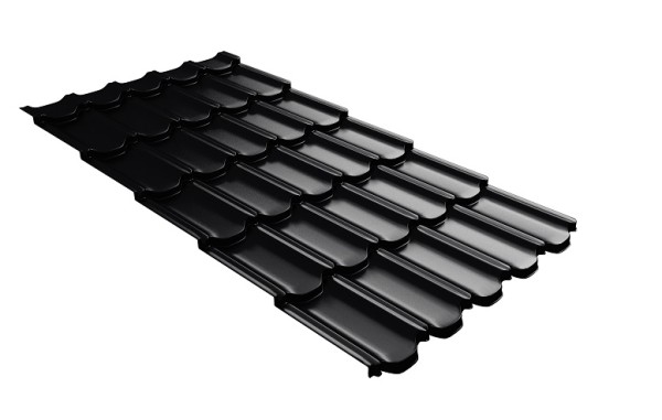Металлочерепица квинта плюс с 3D резом 0,5 Quarzit lite RAL 9005 черный купить в Прокопьевске