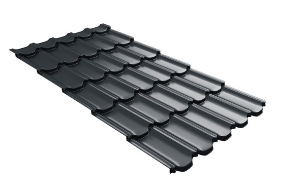 Металлочерепица квинта плюс с 3D резом 0,5 Satin RAL 7016 антрацитово-серый купить в Прокопьевске