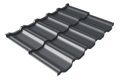 Металлочерепица модульная Квинта Uno Grand Line c 3D резом 0,5 Satin RAL 7024 мокрый асфальт купить в Прокопьевске