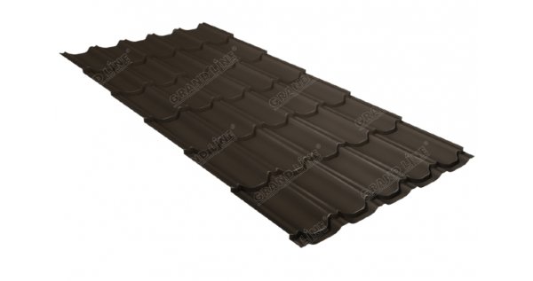 Металлочерепица квинта плюс 0,5 GreenCoat Pural Matt RR 32 темно-коричневый (RAL 8019 серо-коричневый) купить в Прокопьевске